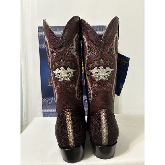 Stingray Stripe Print Pointed Toe Cowboy Boots by El General 1901 Mens Size 7.5 - Picture 2 of 14